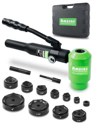 AMZCNC Hydraulic Knockout Punch Kit 8Ton 1/2-4in Electrical Conduit | Electricians Panel Punching Steel Aluminum Brass Copper Cabinet Wiring Electrical Installation Industrial Construction Repair - style: 1/2”~4”