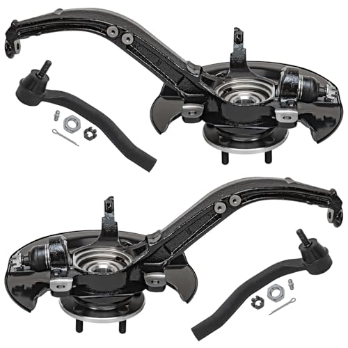 Detroit Axle - 2.4L Front Knuckles Tie Rods for 2003-2007 Honda Accord 2004 2005 2006 Steering Knuckles and Wheel Bearing Hub Assembly Outer Tie Rod Ends Replacement [Manual Transmission] - size: 4SU48821/Kit