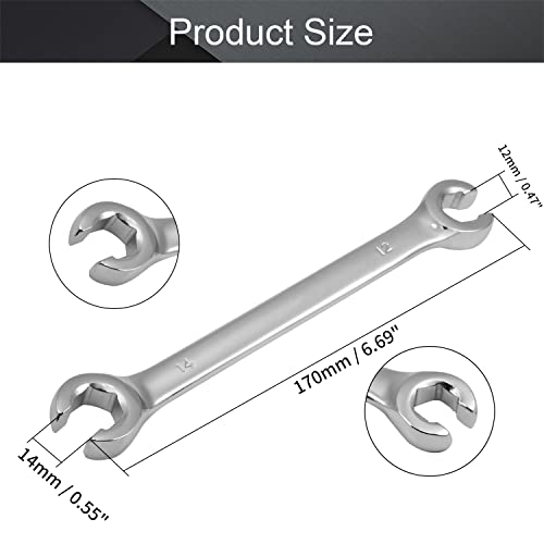 Utoolmart Flare Nut Wrench, 12mm x 14mm Metric Double Open End, 2Pcs - color: 2pcs, size: 12x14mm