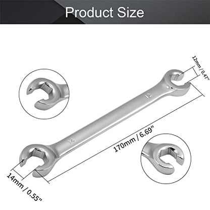 Utoolmart Flare Nut Wrench, 12mm x 14mm Metric Double Open End, 2Pcs - color: 2pcs, size: 12x14mm