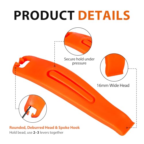 Bike Tire Levers 6-Pack,Ultra-Strong Nylon Tire Changing Tool for Repairing Bike Tubes,Compatible with Road,E-Bike,Gravel & Mountain Tires