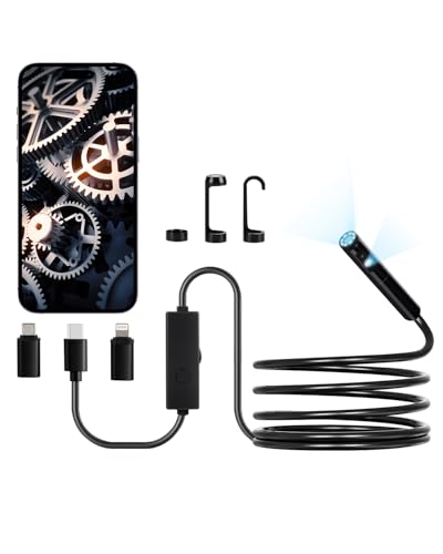 VEVOR Endoscope Camera with Light, Dual Lens Borescope for Android & iOS, 1920P HD Inspection Camera, 8 + 1 LED Lights, 2X Zoom, 10FT Snake Cable, IP67 Waterproof - size: 10FT