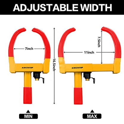 KAYCENTOP Universal Wheel Lock, Security Trailer Wheel Lock, Tire Lock Anti Theft for Trailers Golf Cart SUV Boat ATV Motorcycle Camper, 3 Keys (Yellow-Red) - color: 1pcs Red/yellow