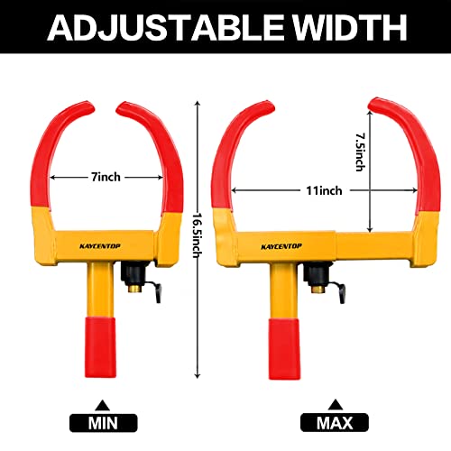 KAYCENTOP Universal Wheel Lock, Security Trailer Wheel Lock, Tire Lock Anti Theft for Trailers Golf Cart SUV Boat ATV Motorcycle Camper, 2 Packs with 6 Alike Keys (Yellow-Red) - color: 2pcs Red/yellow