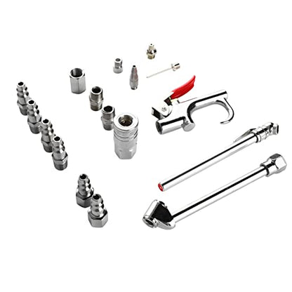Air Compressor Accessories, 17 Pieces Iron 1/4NPT Air Blowgun Accessory Kit, Accurate Standard for Repair