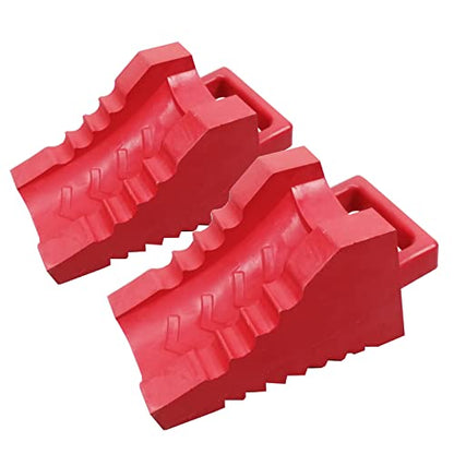 ROBLOCK 2 Pack Rubber Wheelchair Chock Stopper with Handle for Wheelchair Stability Hospital Garden Dinner Room- Red - color: Red