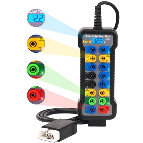 OBD2 Breakout Box Auto OBDII Protocol Detector 16-Pin CAN Bus Test Breakout Box with LCD Display for OBDII Protocol Communication Detection/ECU Tool（12V/24V Premium