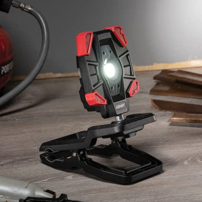 Coast CL40R 3900 Lumen Rechargeable Dual Power Rotating LED Aluminum Clamp Light with Wide Angle Flood Beam, Black/Red