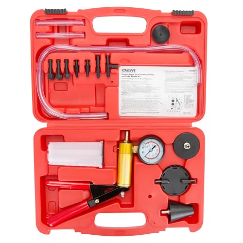 OEMTOOLS 27070 Brake Bleeder Kit and Vacuum Pump Tester, Power Steering Bleeder Kit with Adapters, Vacuum Brake Bleeding Kit for Clutch, Fuel, and Automotive Diagnostics
