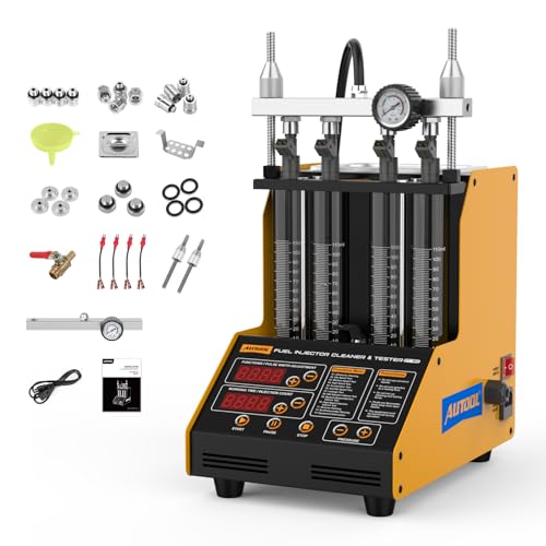 AUTOOL CT150 Fuel Injector Tester & Cleaner, 4 Cylinder Ultrasonic Injector Cleaning Machine, Fuel Injector Test Bench with Pressure Gauge, Multi-Mode Testing for Car Motorcycle