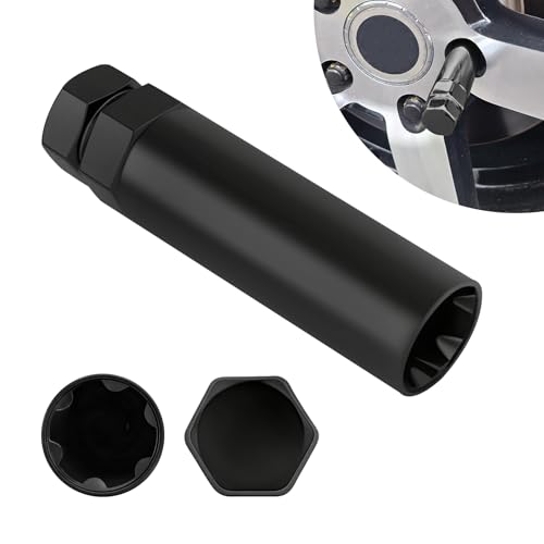 6 Spline Lug Nut Socket, Black Spline Locking Lug Nut Removal Tool, Car Drive Tuner Socket Key, Wheel Lock Removal Kit for 21mm/13/16 Inch and 22mm/7/8 Inch Hex Socket Wrench (Large 6 Spline) - color: Large 6 Spline