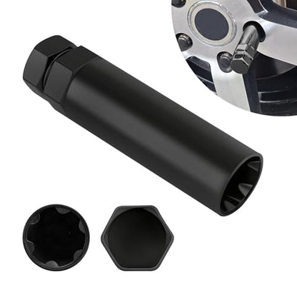 6 Spline Lug Nut Socket, Black Spline Locking Lug Nut Removal Tool, Car Drive Tuner Socket Key, Wheel Lock Removal Kit for 21mm/13/16 Inch and 22mm/7/8 Inch Hex Socket Wrench (Large 6 Spline) - color: Large 6 Spline