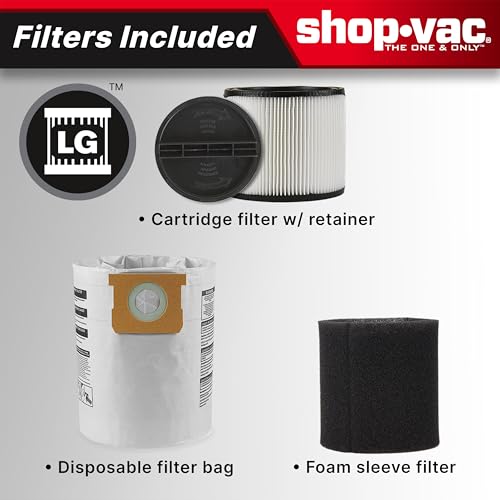 Shop-Vac 5761011 10 Gallon 4.5 Peak HP Wet/Dry Vacuum with Blower Function | 1.5" x 7-ft Hose, 12-ft Cord, Rear Blower Port, Ideal for Garage, Workshop, Home, Vehicle Cleaning