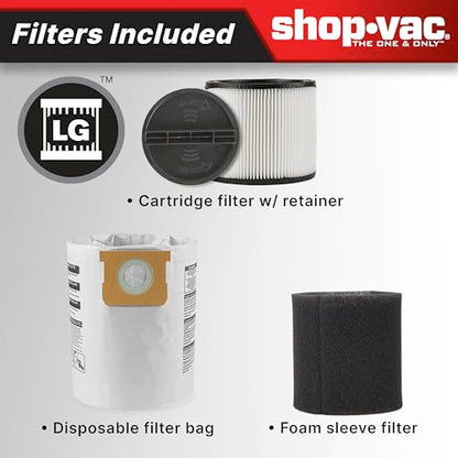 Shop-Vac 5761011 10 Gallon 4.5 Peak HP Wet/Dry Vacuum with Blower Function | 1.5" x 7-ft Hose, 12-ft Cord, Rear Blower Port, Ideal for Garage, Workshop, Home, Vehicle Cleaning