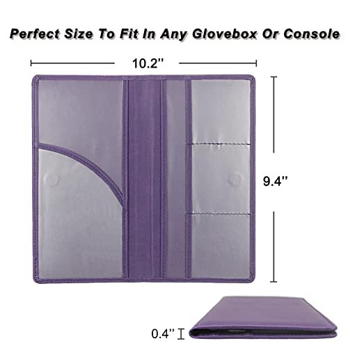 Car Registration and Insurance Holder, Premium Leather Insurance and Registration Holder,vehicle Glove Box Car Organizer, with Magnetic Shut for Cards, Driver License (Purple) - color: 11-Purple