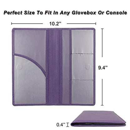Car Registration and Insurance Holder, Premium Leather Insurance and Registration Holder,vehicle Glove Box Car Organizer, with Magnetic Shut for Cards, Driver License (Purple) - color: 11-Purple