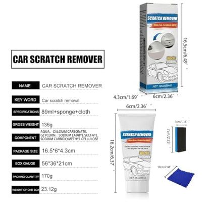Car Scratch Remover for vehicles, Scratch Removal Wax with Sponge & Towels | Scratch Removal Wax Easily Removes Light Scratches, Swirls and Water Spots, Auto Detailing Polish for Light to Deep Scratches