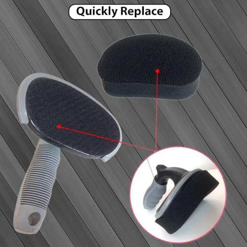 Tire Shine Applicator Pads with Handle, Tire Dressing Applicator with Extra Pad, Reusable Tire Shine Sponge Wave Contoured for Car Detailing (1 Handle & 2 Pads)