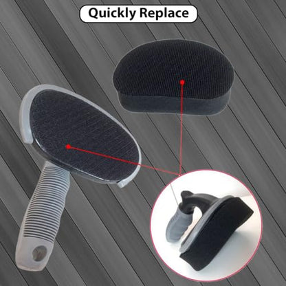 Tire Shine Applicator Pads with Handle, Tire Dressing Applicator with Extra Pad, Reusable Tire Shine Sponge Wave Contoured for Car Detailing (1 Handle & 2 Pads)