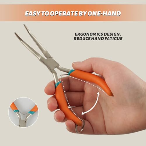 SPEEDWOX 2PCS Long Needle Nose Pliers With Curved & Straight Tips, Hook & Wire Looping Pliers, Anti-Loss Lanyard - style: Straight Tips&Curved Tips
