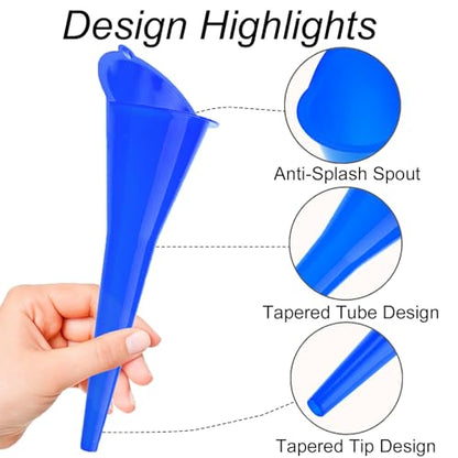 3-Pack Long-Neck Oil Funnels, 11" Multi-Purpose Funnels for Automotive & Motorcycle Use – Reusable Funnel for Oil, Gas & Transmission Fluid (Blue) - color: Blue