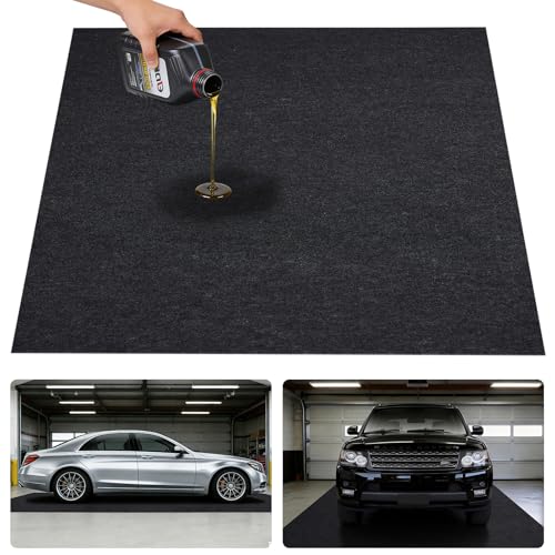Grefinity Garage Floor Mat，7.4'x 17' Oil Spill Mat Heavy Duty Under Car Mat for Garage & Driveway, Protects Against Oil, Chemicals & Stains with TPE Anti-Leak Backing, Reusable & Washable - size: 7.4'x 17'