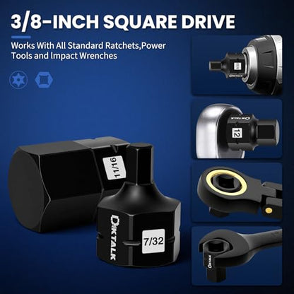 3/8" Drive Stubby Hex Bit Socket Set,27PCS Impact Allen Socket Set with SAE & Metric Sizes (5/32"-11/16" & 4mm-17mm),Anti-Roll Design for Impact Use - size: 3/8" Drive socket 27PCS
