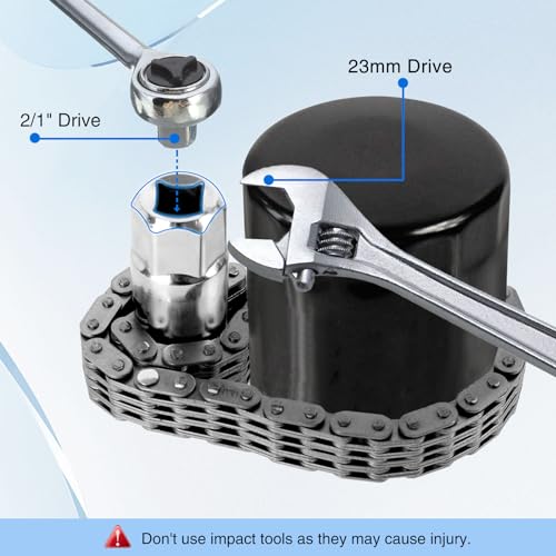 Adjustable Oil Filter Chain Wrench: Fits Max for 5 Inches(125mm) Oil Fuel Filter, Heavy Duty Pipe Wrench Spanner Automotive Repairing Removal Tool