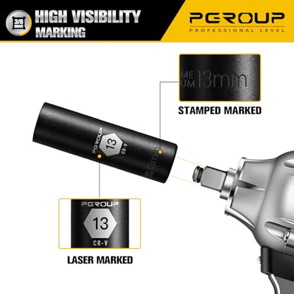 3/8” Drive Deep Impact Socket, Metric(13mm socket), 6-Point, Cr-V Steel With Black Manganese Phosphate Coating - size: 13 mm
