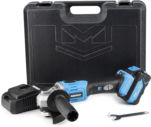 NEIKO 10881A Cordless Angle Grinder, 4 1/2-Inch Grinder with Variable Speed, 20V 4.0A Li-ion Rechargeable Battery, Powerful 8,000 rpm Brushless Motor, Grinders Power Tools, Cordless Grinder Tool - style: Brushless Angle Grinder