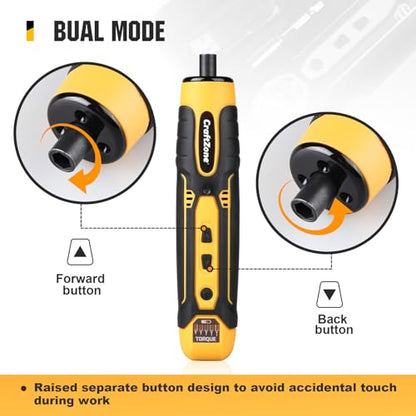 Electric Screwdriver Set with LED Light, USB Rechargeable Cordless Screwdriver, Level 5 Torque Screwdriver with 28 pcs Screwdriver Bit Set & Carrying Case for Home, Electronic, Automotive