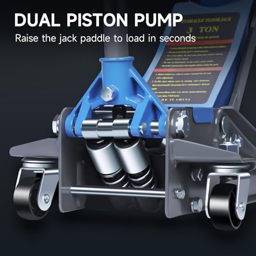 LARBANKE 3 Ton Low-Profile Hydraulic Floor Jack,Built with Durable Carbon and Steel,Floor Jack with Dual Pump System for Fast Lifting,6600Lbs Capacity,Lifting Range:3.15-18.31" - size: 465mm