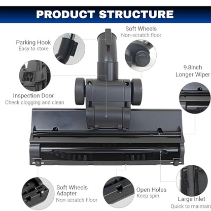 for Shop Vac Turbo Brush Head Vacuum Attachment for Rugs/Low-Pile Carpet/Hard Floor with Universal Hose Adapter Kit Fits 1-1/4'', 1-1/2'', 2-1/4'' & 1-3/8'' Hoses, Attachments for Pet Hair Removal