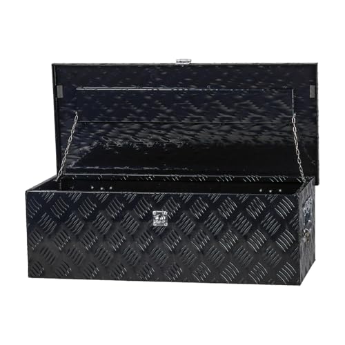 30 Inch Aluminum Truck Bed Tool Box with Side Handles, Lock | Heavy Duty Waterproof Trailer Storage Organizer Chest Toolbox for Pickup, RV, Truck Bed,Black 30"L x 14"W x 10"H - color: Black, size: 30"