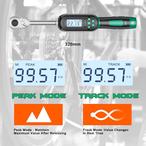 1/2 Inch Drive Digital TorqueWrench, 5.02-99.57Ft.lb/6.8-135N.m, Electronic Torque Wrench with Preset Value, Buzzer & LED Indicator, ±2% Accuracy Torque Wrench for Bike, Motorcycles - size: 5-99.5 Ft-lb/6.8-135 Nm, style: 1/2-Inch