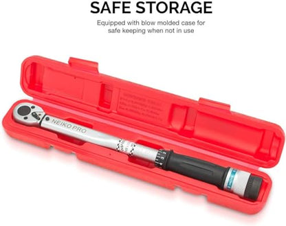 Neiko PRO 03707B 3/8" Torque Wrench, 3/8” Drive SAE, 15-80 Ft-Lb, 14” Length, Adjustable Click Torque Wrench, Chrome Vanadium Cr-V Steel - size: 15 - 80 ft-lb, 14" Length, style: 3/8" Drive