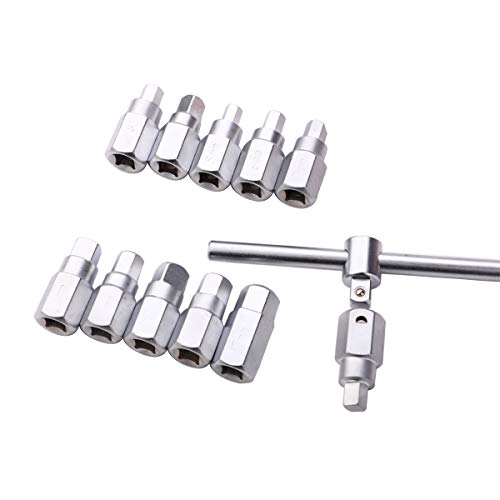 HERIS 12pcs Drain Plug Key Socket Set Axle Oil Sump Spanner 3/8" Drive Cars Vans Bikes