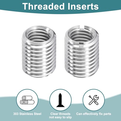 uxcell 10Pcs Threaded Inserts, M12-1.75x20 & M16-2x20 Stainless Steel 303 Screw Thread Sleeves Thread Repair Insert for Mechanical Equipment - size: M12-1.75x20 & M16-2x20mm