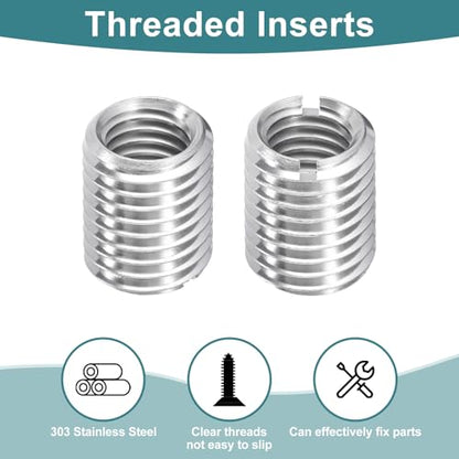uxcell 10Pcs Threaded Inserts, M12-1.75x20 & M16-2x20 Stainless Steel 303 Screw Thread Sleeves Thread Repair Insert for Mechanical Equipment - size: M12-1.75x20 & M16-2x20mm