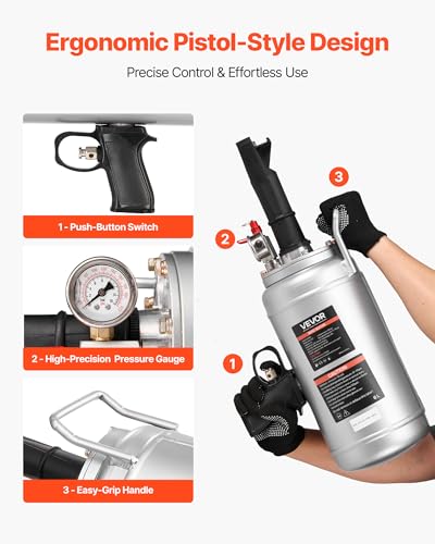 VEVOR Portable Tire Bead Seater, 1.6 Gal / 6 L Air Bead Blaster, Handheld Tire Inflator Tool, 87-116 PSI Operating Pressure, Trigger Seating Inflator for Car, Compact SUV, Light Truck, E-Bike, RV, ATV - size: 1.6 Gal / 6 L