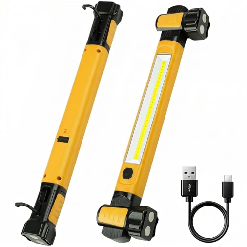 LED Rechargeable Magnetic Work Light, 3000LM Bright, 6000mAh Under Hook Work Light for Car Repair, Inspection, Garage, Workshop, Emergency Cordless Battery Powered Mechanical Light (Orange 1Pack) - color: Orange 1Pack