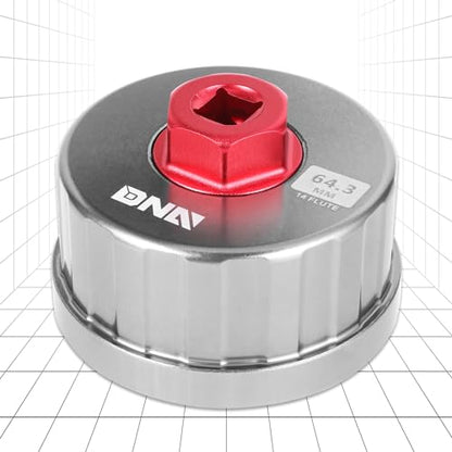 DNA MOTORING Oil Filter Wrench 64.3mm 14 Flute Filter Cap Socket Remover Tool Compatible with Toyota Lexus Scion, Precision CNC Machined Aluminum, TOOLS-00540