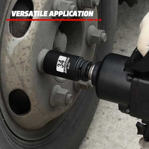 1/2" Drive 12-Point Axle Nut Spindle Impact Socket Set, 8-Piece Deep Impact Socket Set, Cr-Mo, 14mm 17mm 19mm, 30mm 32mm 34mm 35mm 36mm Metric Socket, With Storage Case - size: 30MM-36MM