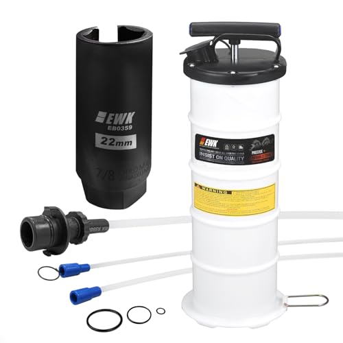 EWK 6.5L Manual Oil Extractor Pump for Oil Change, Fluid Evacuators for Cars, Boats, Jet Skies, Lawnmowers, Quick Oil Drain in 10 Pumps (6.5L + 7/8" O2 Sensor Socket) - size: 6.5L + 7/8" O2 Sensor Socket