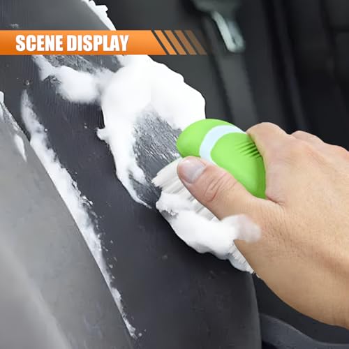 Car Carpet and Upholstery Cleaning Brush, Stiff Bristle Car Detailing Carpet Scrub Brush with Hanging Hole, Vehicle Interior Detailing Brushes for Floor Mats, Couch, Leather Seat (Green) - color: Green