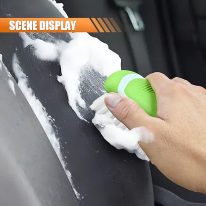 Car Carpet and Upholstery Cleaning Brush, Stiff Bristle Car Detailing Carpet Scrub Brush with Hanging Hole, Vehicle Interior Detailing Brushes for Floor Mats, Couch, Leather Seat (Green) - color: Green
