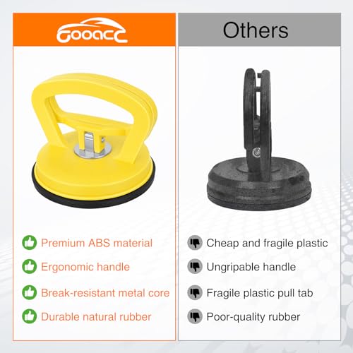 GOOACC Car Dent Puller 3 Pack Yellow Black Powerful Suction Cup Puller with Handle Lifter Large & Small Pullers Paintless Dent Repair Tool Kit for Car Body Fridge Glass Tiles Screen Object Moving - color: Yellow+Black