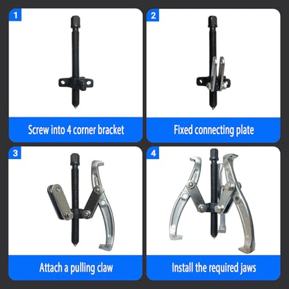3" 4" 6" 8" Gear Puller Set,2 Jaw & 3 Jaw Bearing Puller Kit with Reversible Jaws,Cr-V Steel Heavy Duty Pulley Puller Tool for Internal External Bearing Gear Pulley Flywheel Removal. - color: Blue
