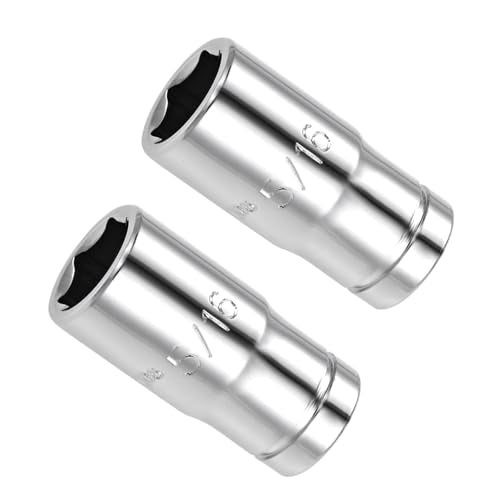 6-Point Socket, 1/4" Drive 5/16" Deep, Polished Chromed CR-V SAE Standard Shallow Impact Socket - (Applications: for Ratchet Torque Electric Wrenches Car Repair), 2-Pieces - size: 5/16"