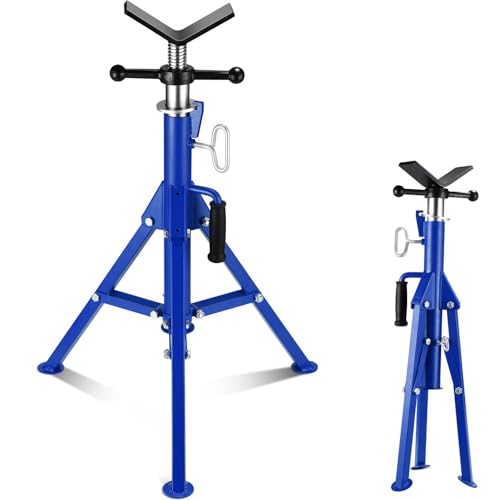 Pipe Jack Stand, Heavy Duty Pipe Stand, 2500LB Jack Stands Carbon Steel with Portable Folding Legs 28-52 Inch Height Adjustable 1/8"-12" Capacity - color: Blue